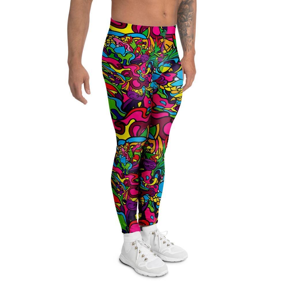 Cat Hippie Psychedelic Men's Leggings-grizzshop