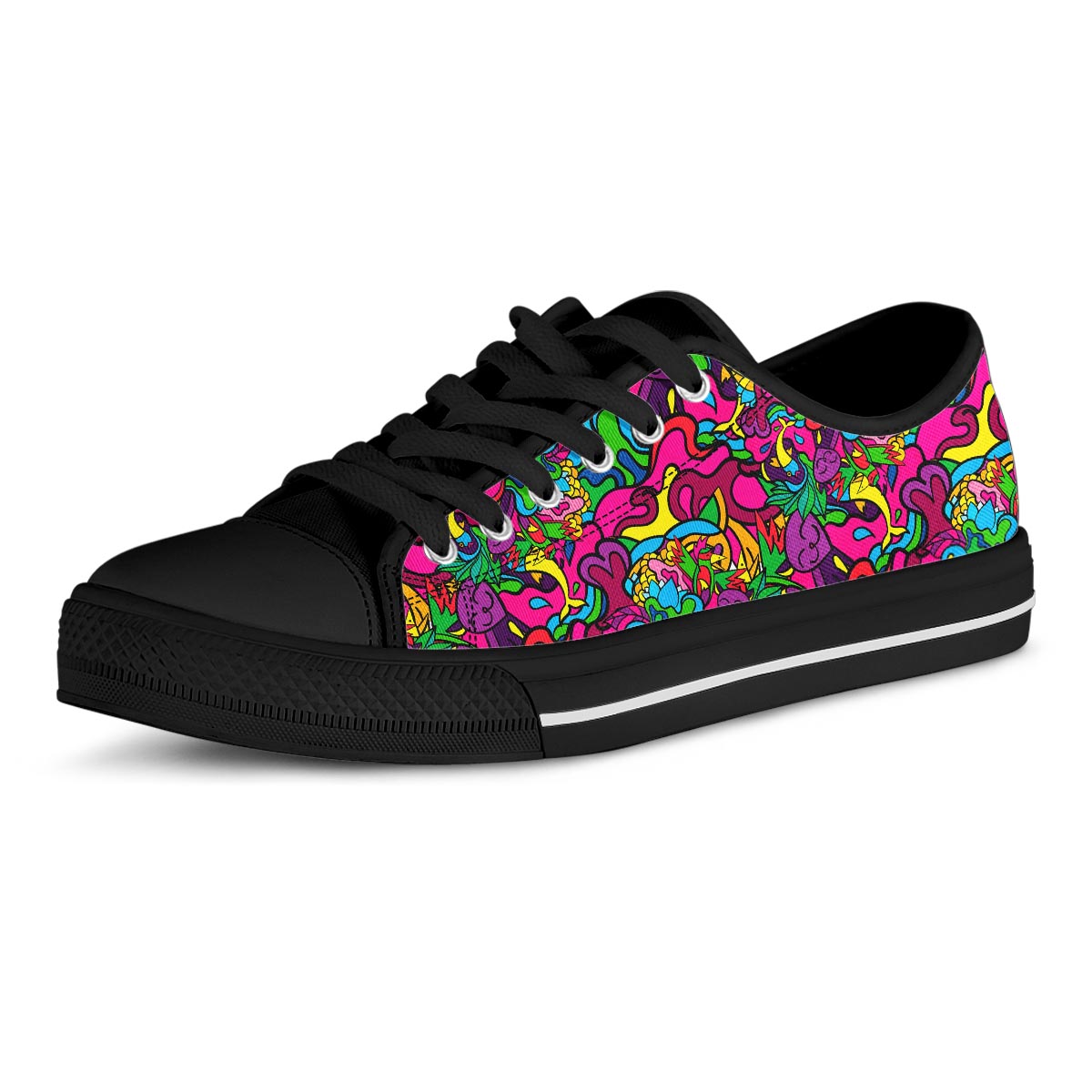 Cat Hippie Psychedelic Men's Low Top Shoes-grizzshop