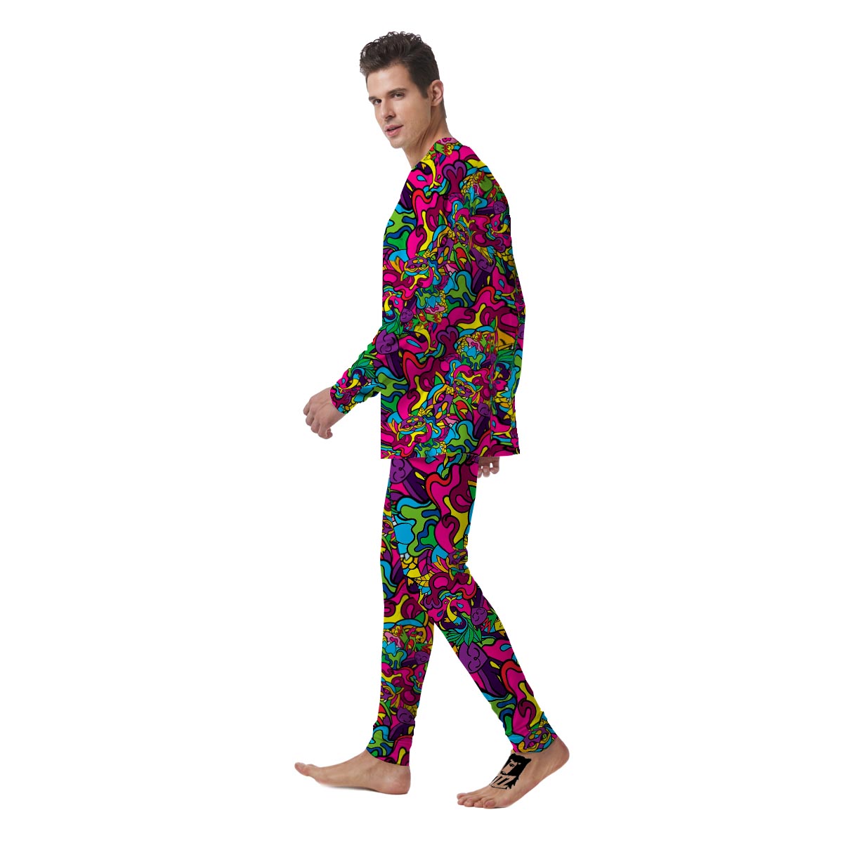 Cat Hippie Psychedelic Men's Pajamas-grizzshop