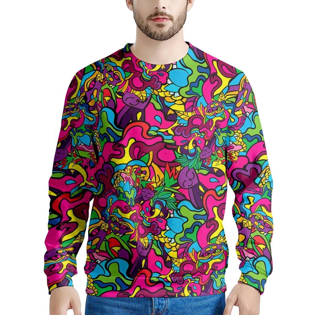 Cat Hippie Psychedelic Men's Sweatshirt-grizzshop