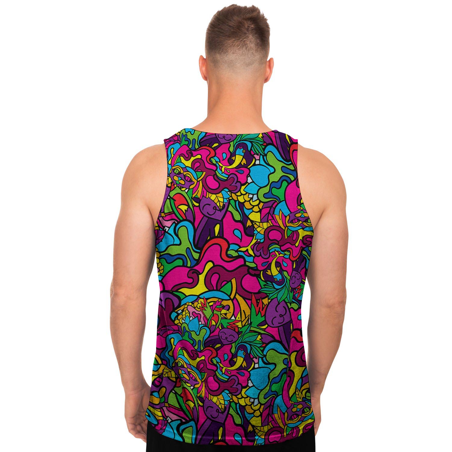 Cat Hippie Psychedelic Men's Tank Tops-grizzshop