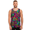 Cat Hippie Psychedelic Men's Tank Tops-grizzshop