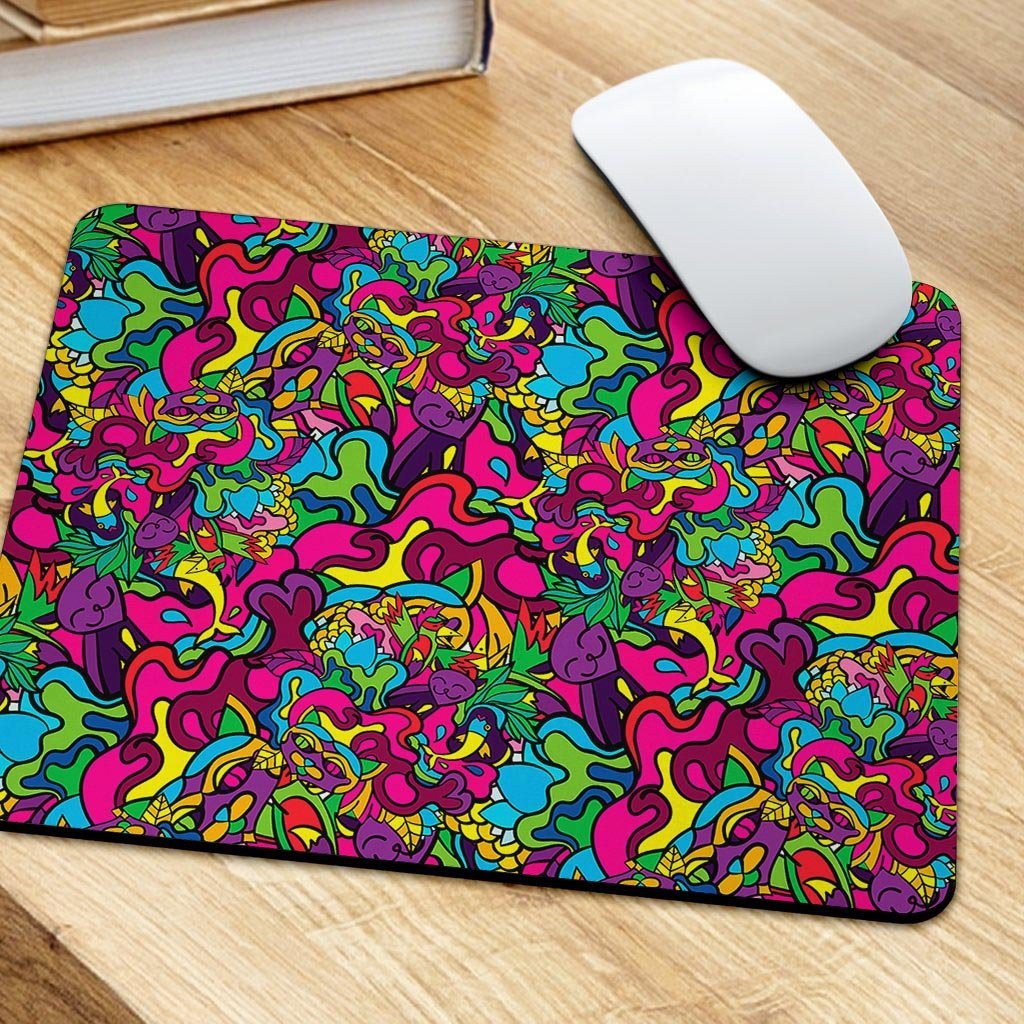 Cat Hippie Psychedelic Mouse Pad-grizzshop