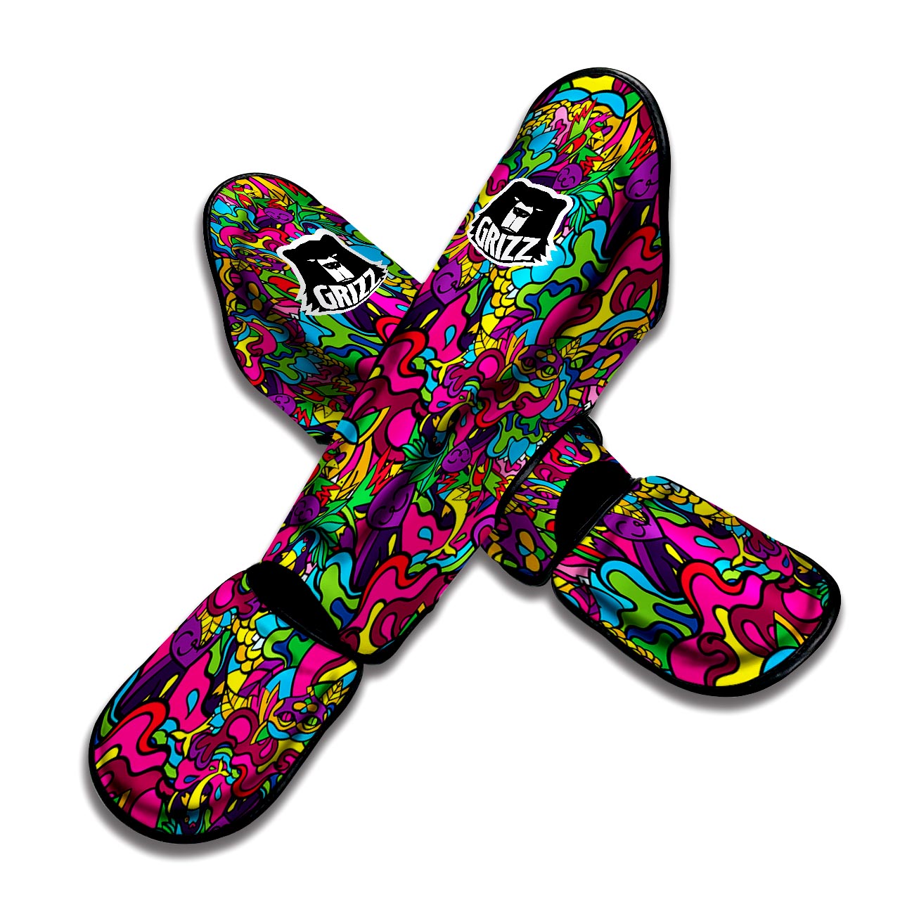 Cat Hippie Psychedelic Muay Thai Shin Guard-grizzshop