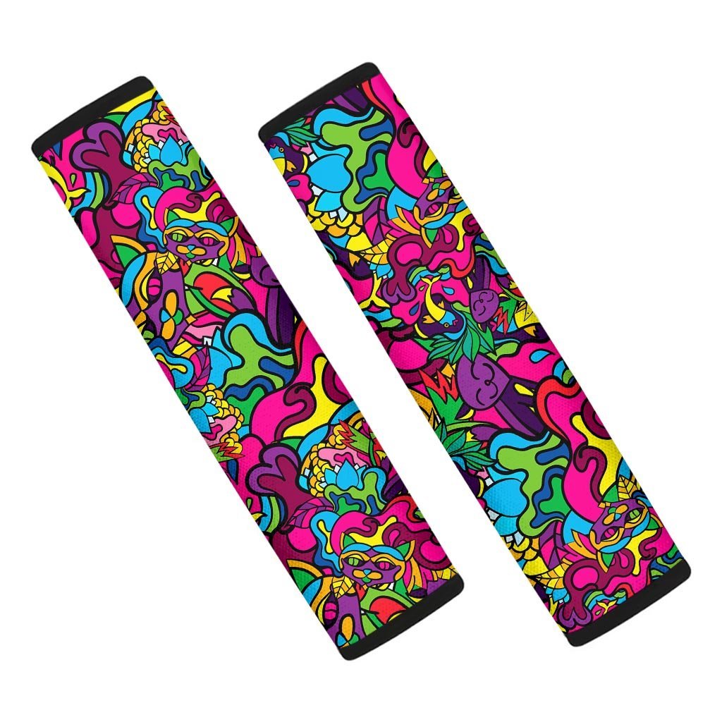 Cat Hippie Psychedelic Seat Belt Cover-grizzshop