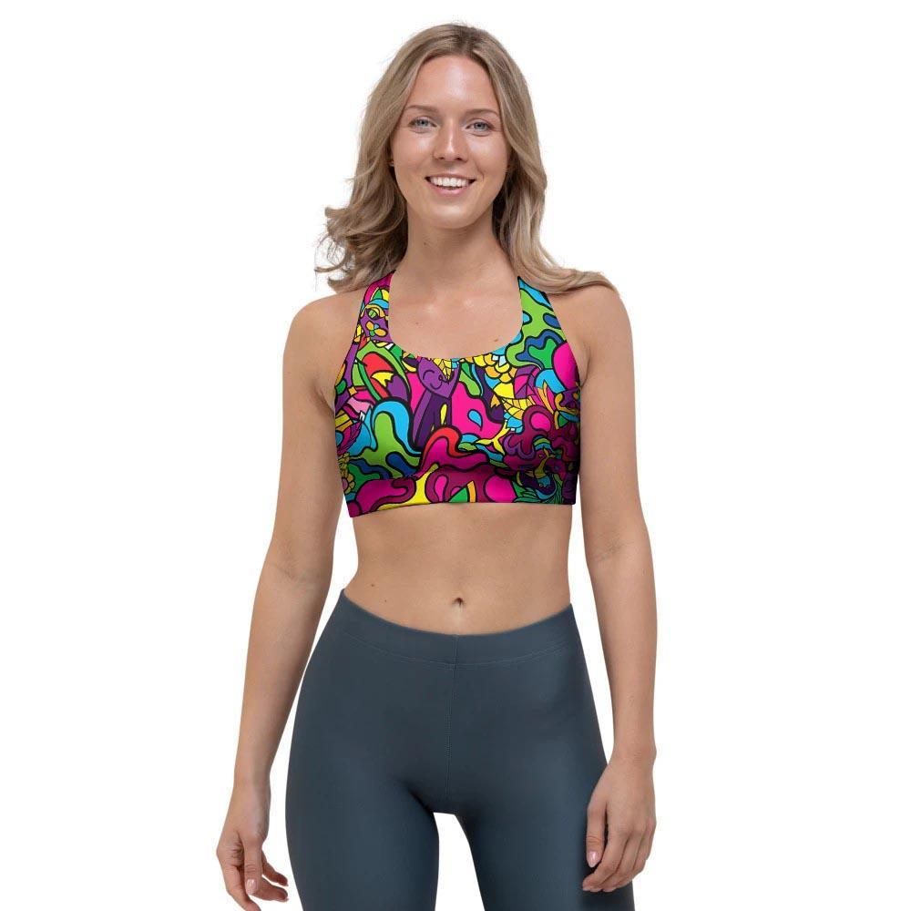 Cat Hippie Psychedelic Sports Bra-grizzshop