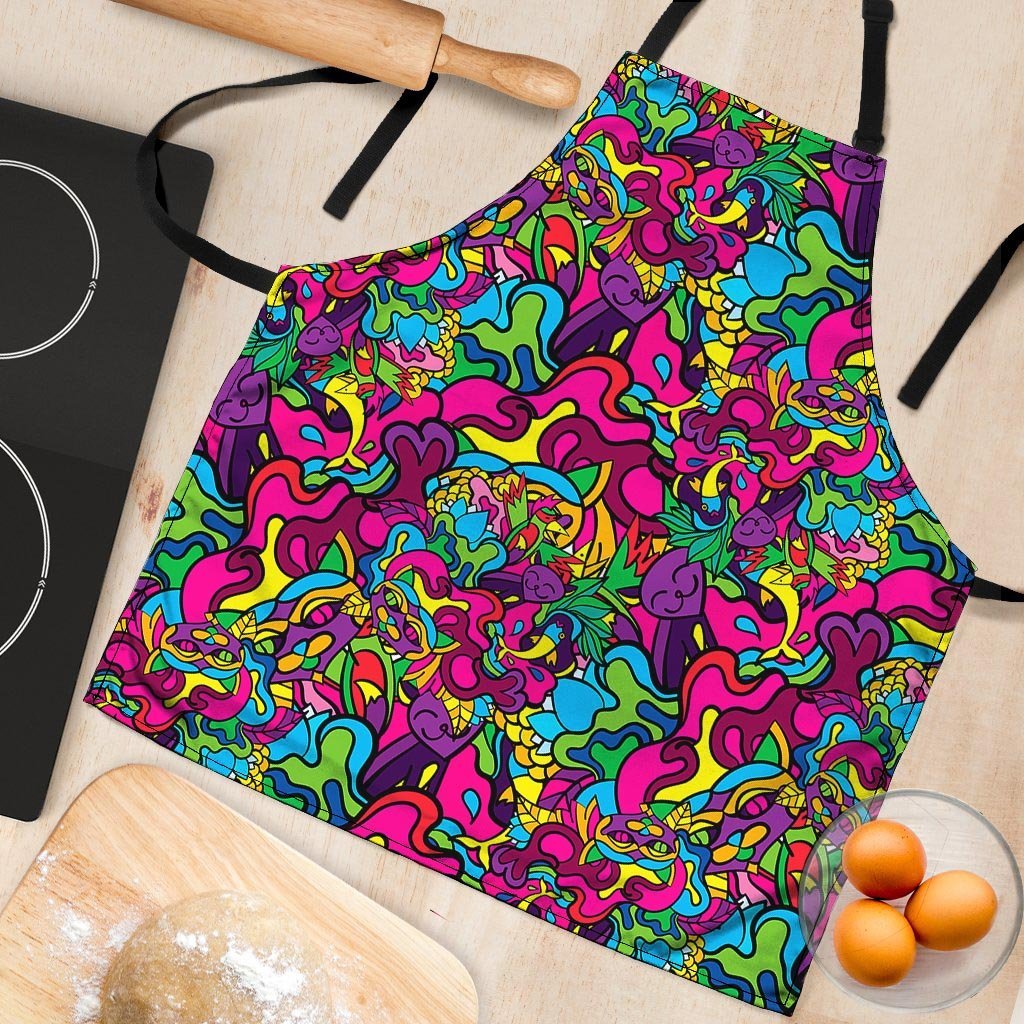 Cat Hippie Psychedelic Women's Apron-grizzshop