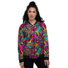 Cat Hippie Psychedelic Women's Bomber Jacket-grizzshop