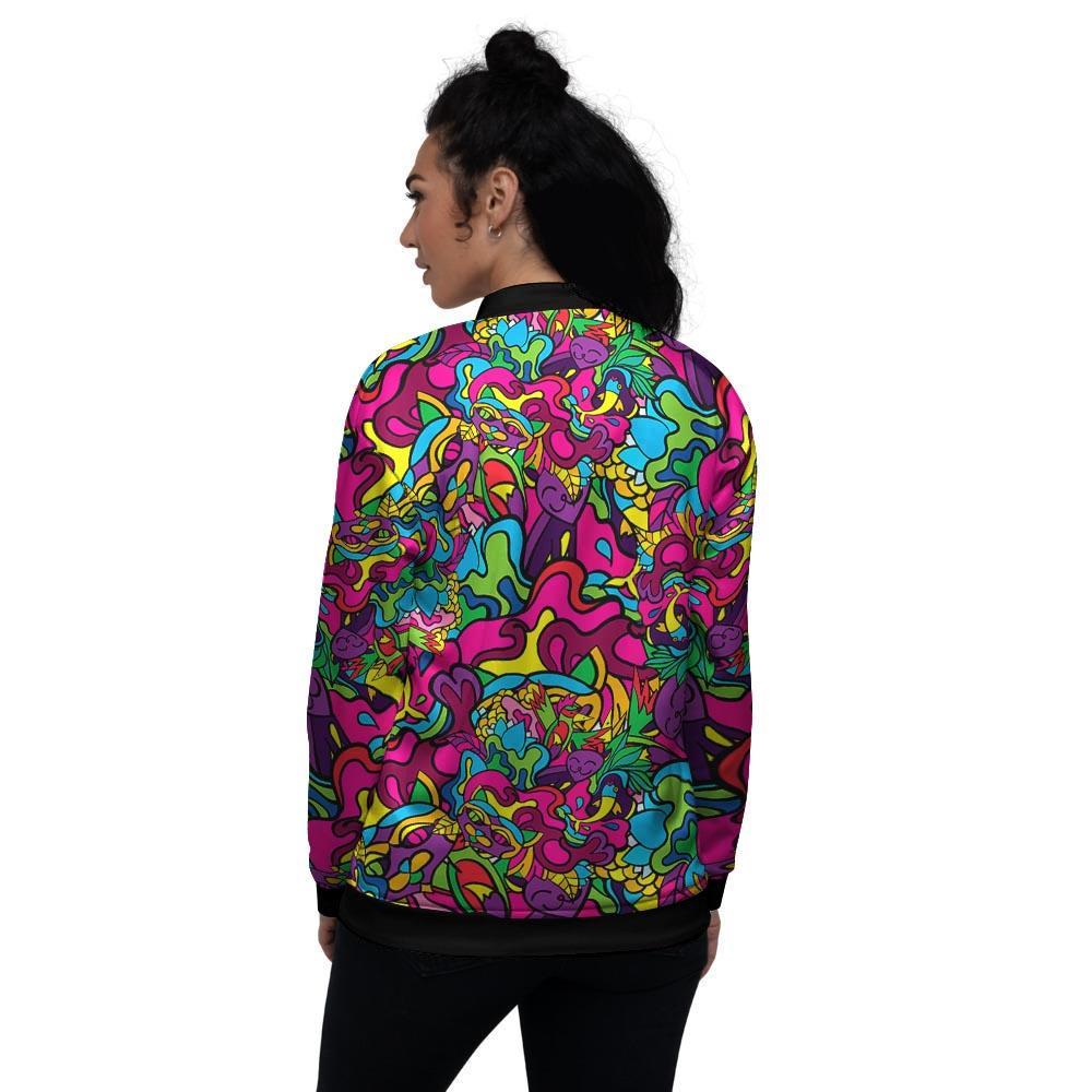 Cat Hippie Psychedelic Women's Bomber Jacket-grizzshop