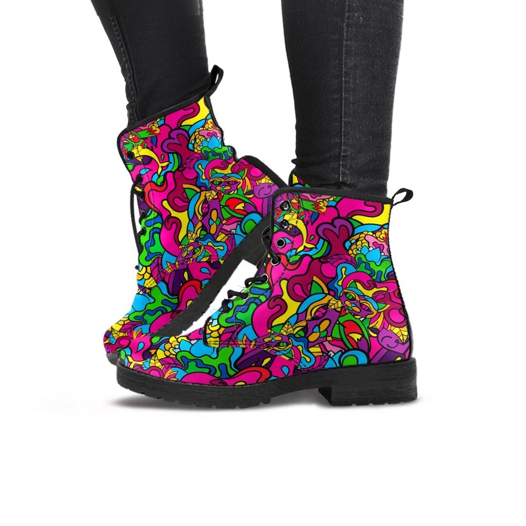 Cat Hippie Psychedelic Women's Boots-grizzshop