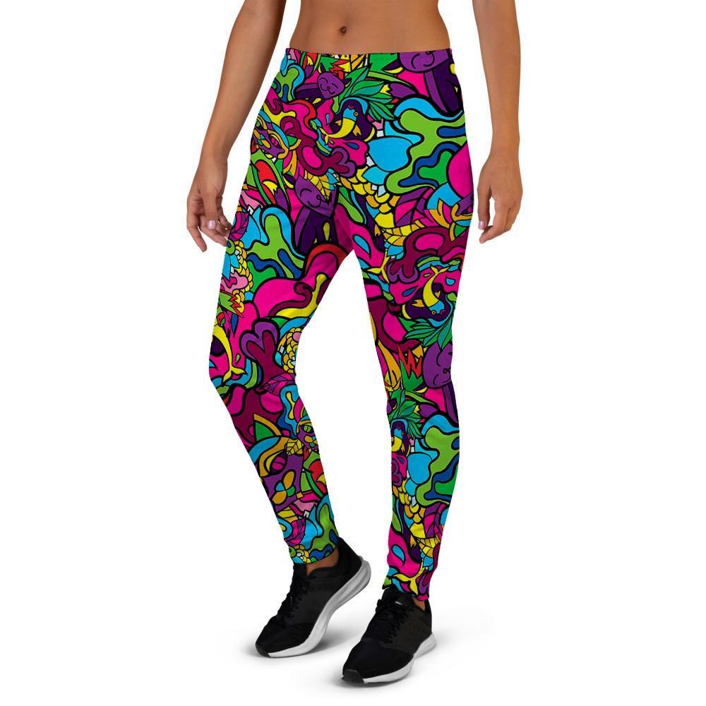 Cat Hippie Psychedelic Women's Joggers-grizzshop