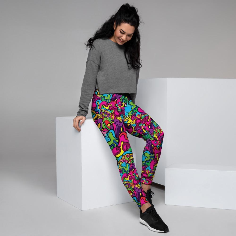 Cat Hippie Psychedelic Women's Joggers-grizzshop