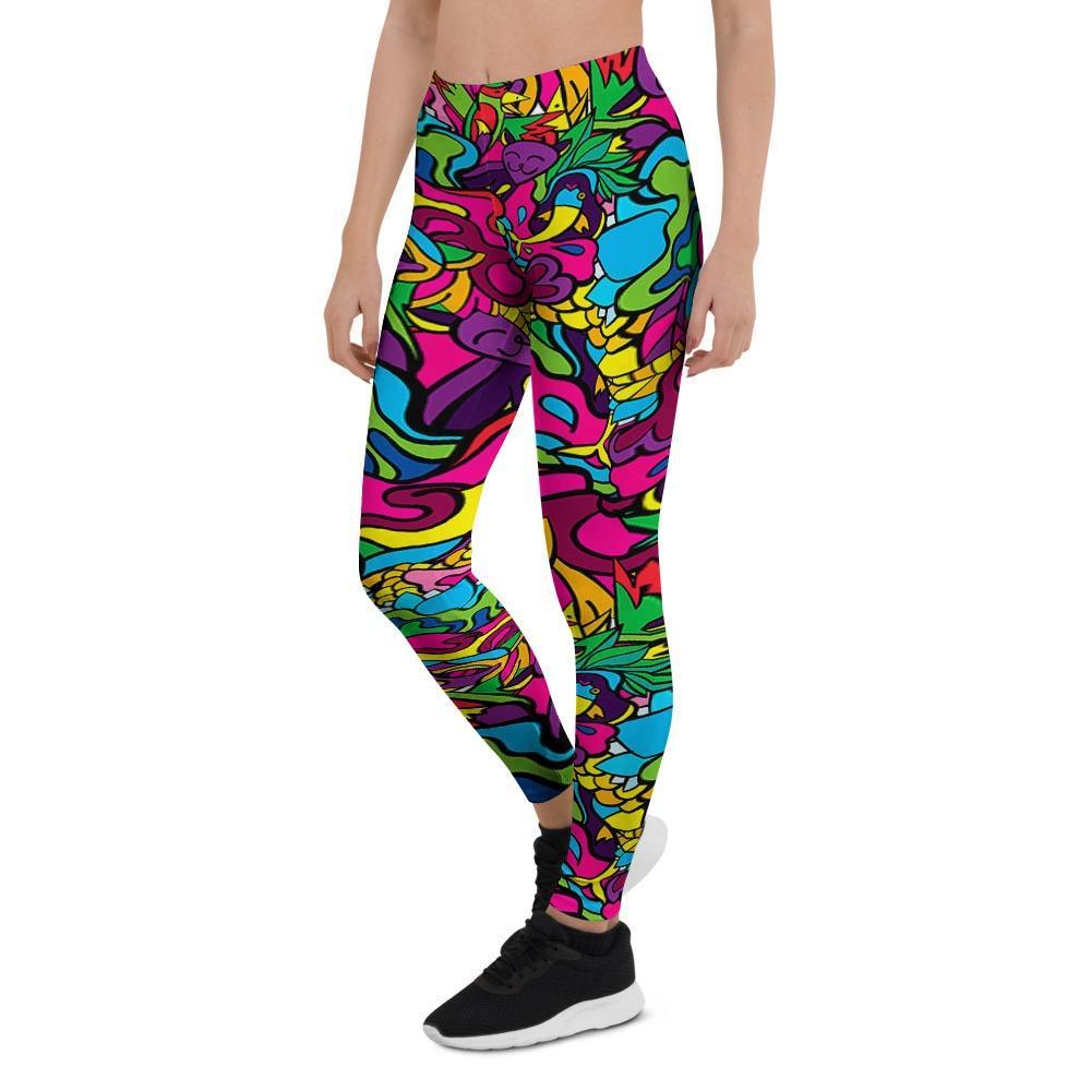 Cat Hippie Psychedelic Women's Leggings-grizzshop