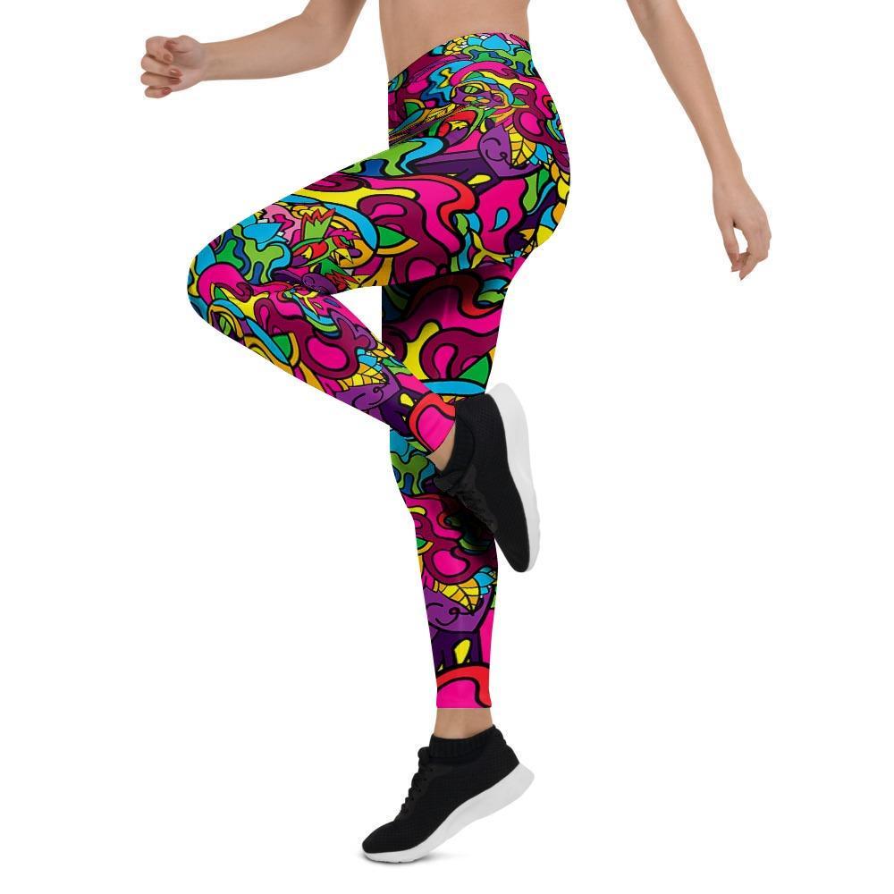 Cat Hippie Psychedelic Women's Leggings-grizzshop