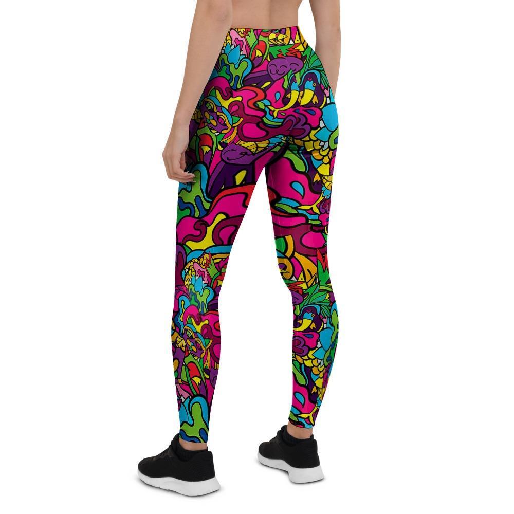 Cat Hippie Psychedelic Women's Leggings-grizzshop