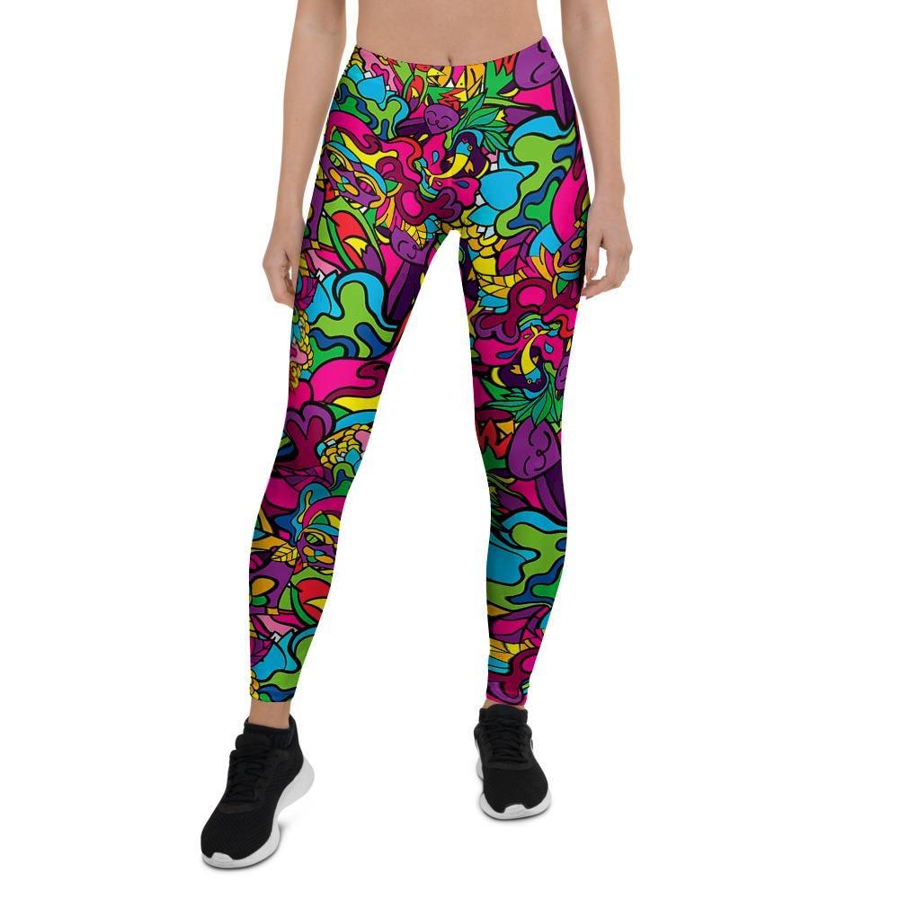 Cat Hippie Psychedelic Women's Leggings-grizzshop