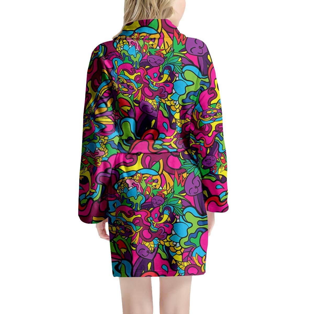 Cat Hippie Psychedelic Women's Robe-grizzshop