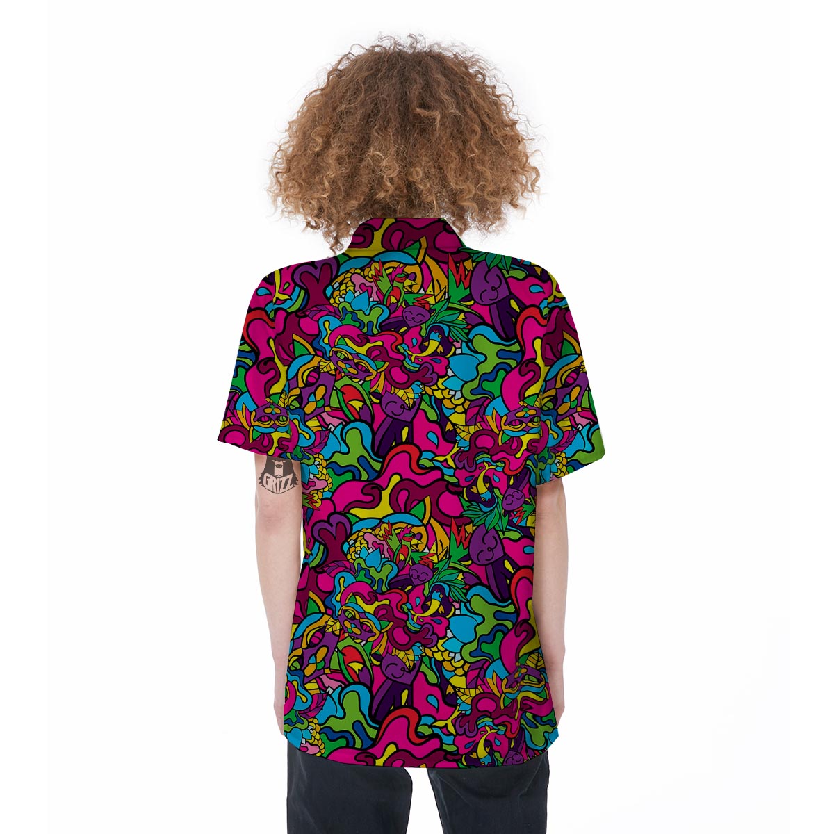 Cat Hippie Psychedelic Women's Short Sleeve Shirts-grizzshop