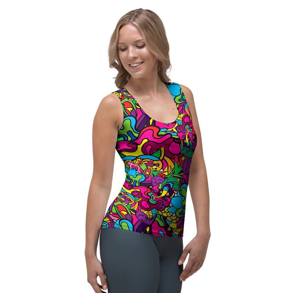 Cat Hippie Psychedelic Women's Tank Top-grizzshop