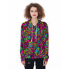 Cat Hippie Psychedelic Women's Zip Up Hoodie-grizzshop