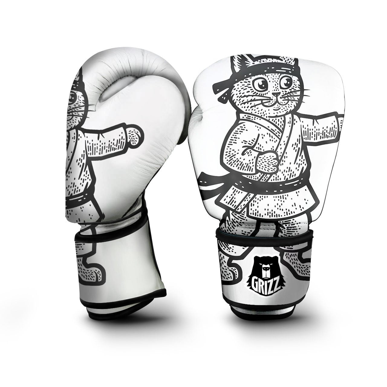 Cat Karate Print Boxing Gloves-grizzshop