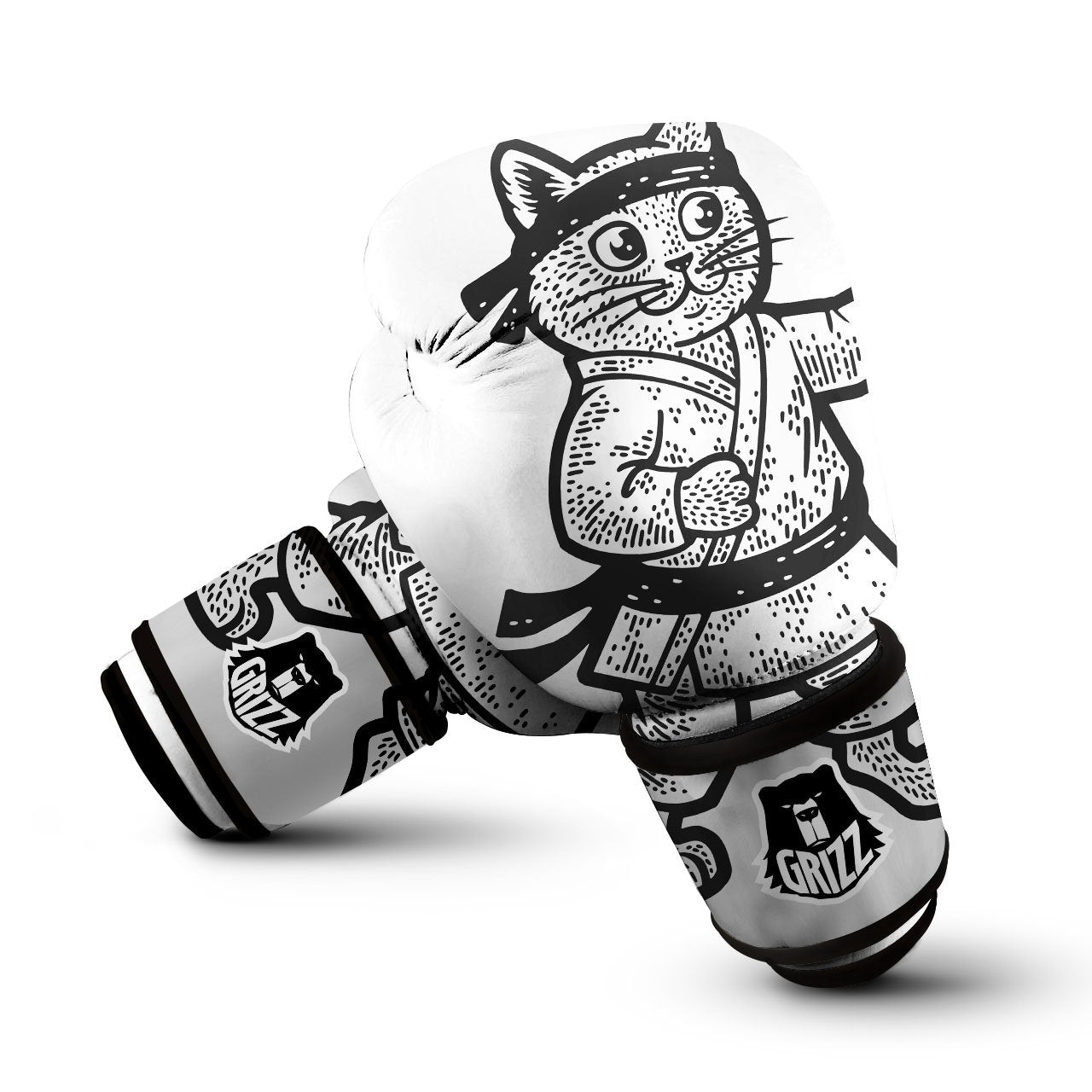 Cat Karate Print Boxing Gloves-grizzshop
