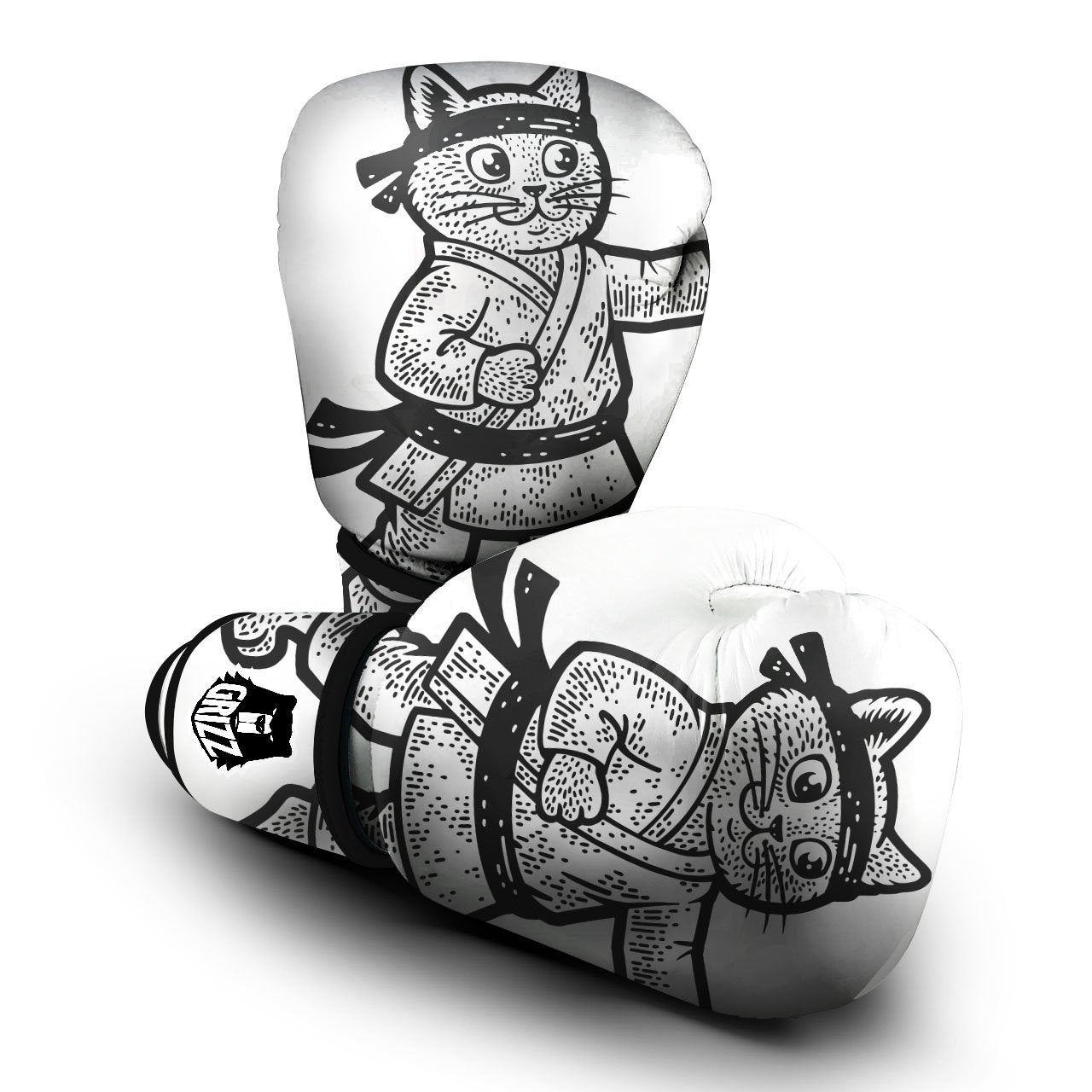 Cat Karate Print Boxing Gloves-grizzshop