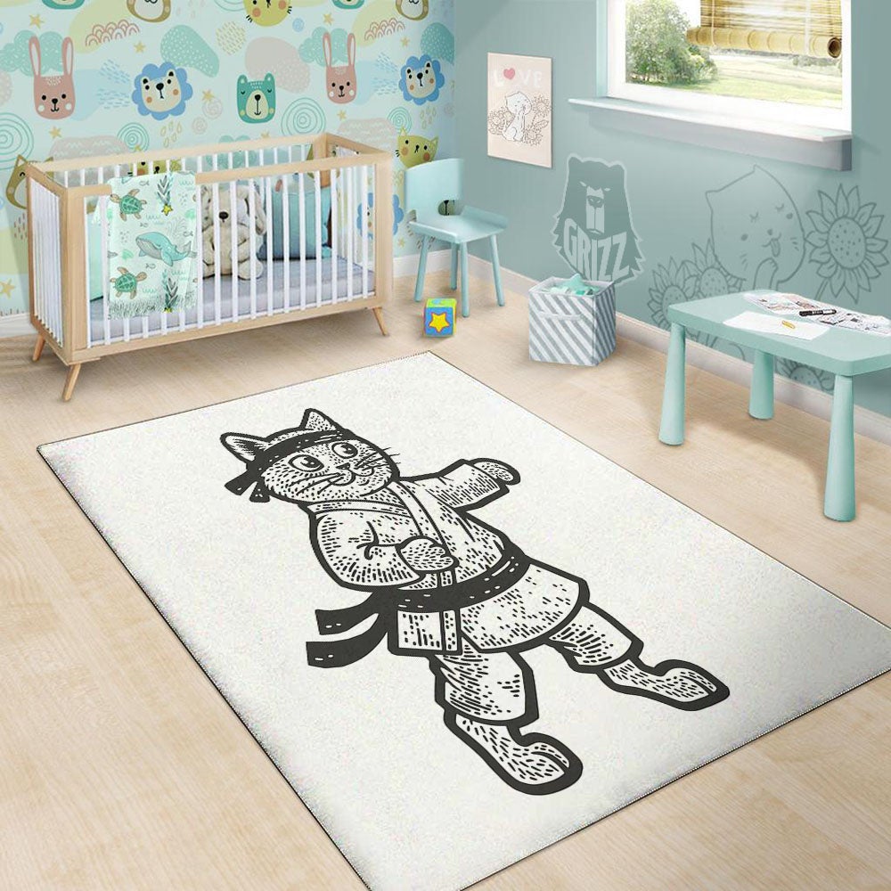 Cat Karate Print Floor Mat-grizzshop