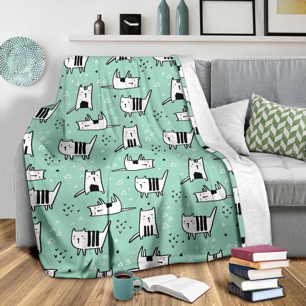Cat Kitten Pattern Print Blanket-grizzshop