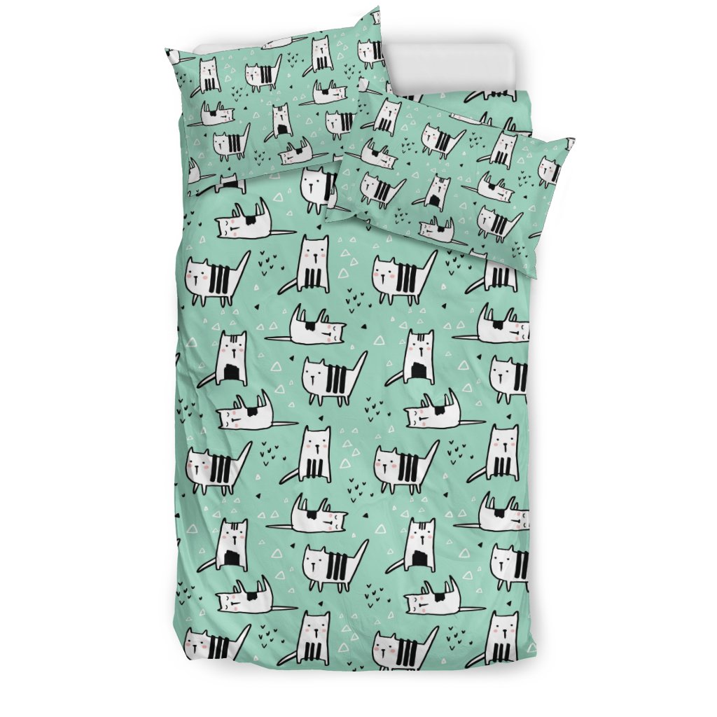 Cat Kitten Pattern Print Duvet Cover Bedding Set-grizzshop