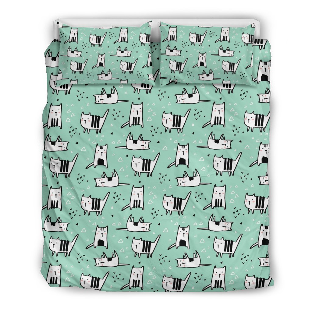 Cat Kitten Pattern Print Duvet Cover Bedding Set-grizzshop