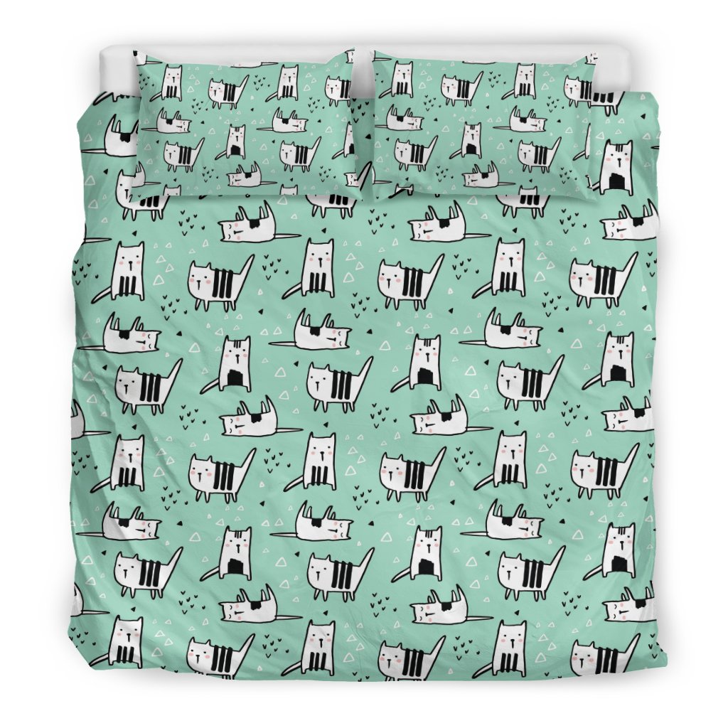 Cat Kitten Pattern Print Duvet Cover Bedding Set-grizzshop