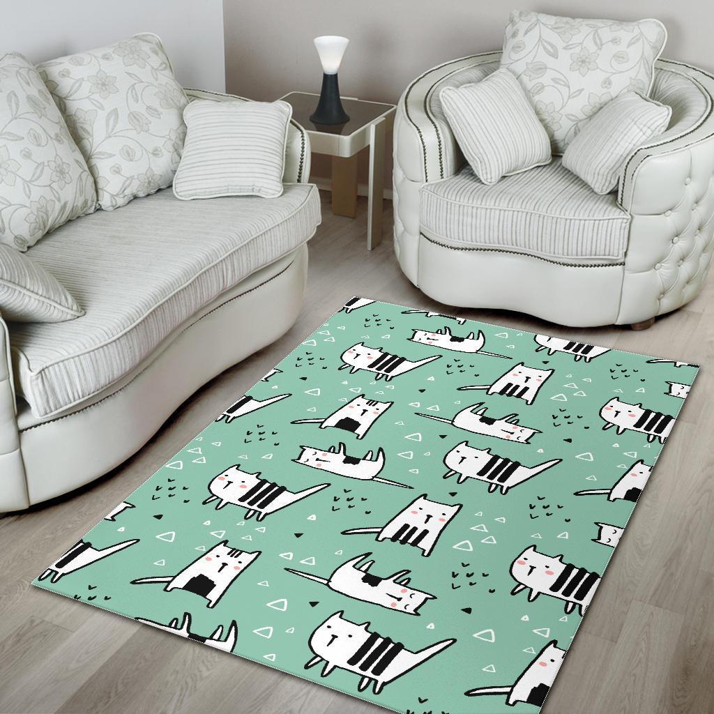 Cat Kitten Pattern Print Floor Mat-grizzshop