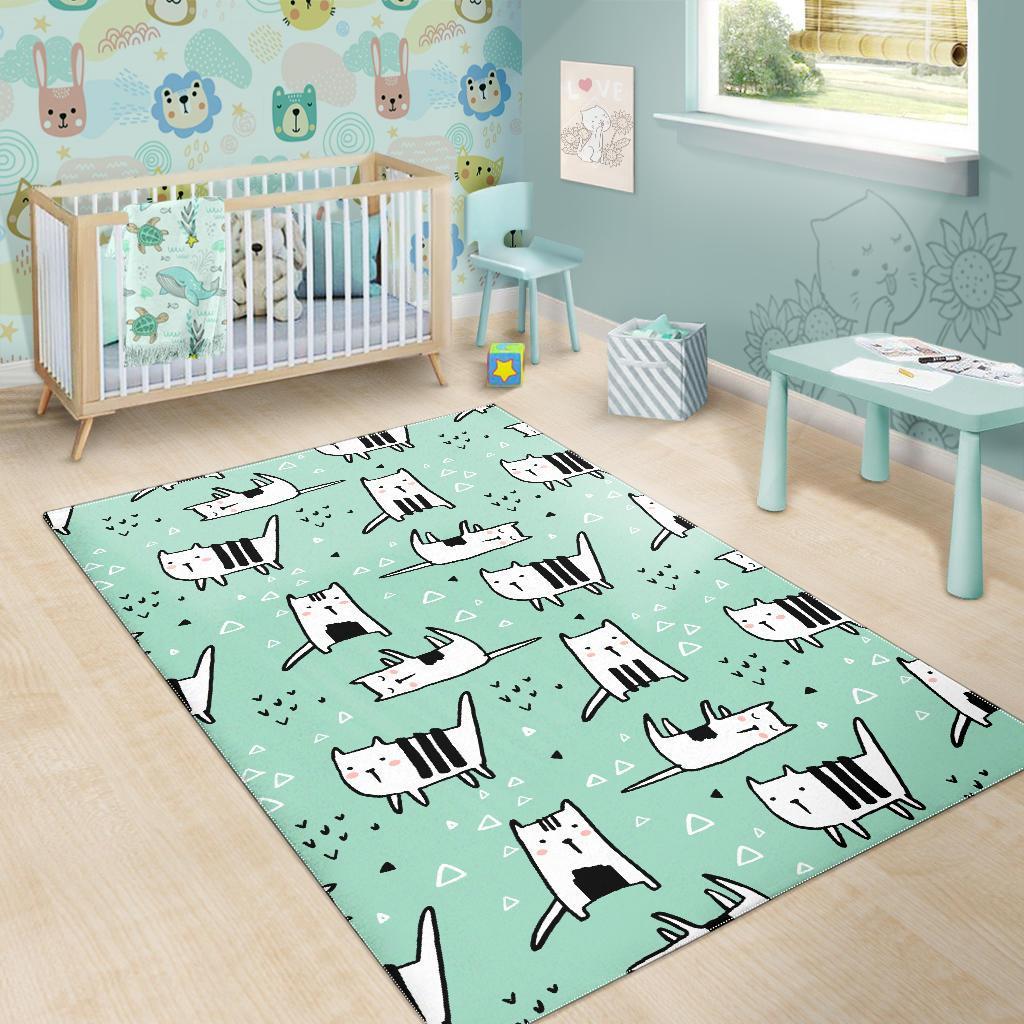 Cat Kitten Pattern Print Floor Mat-grizzshop