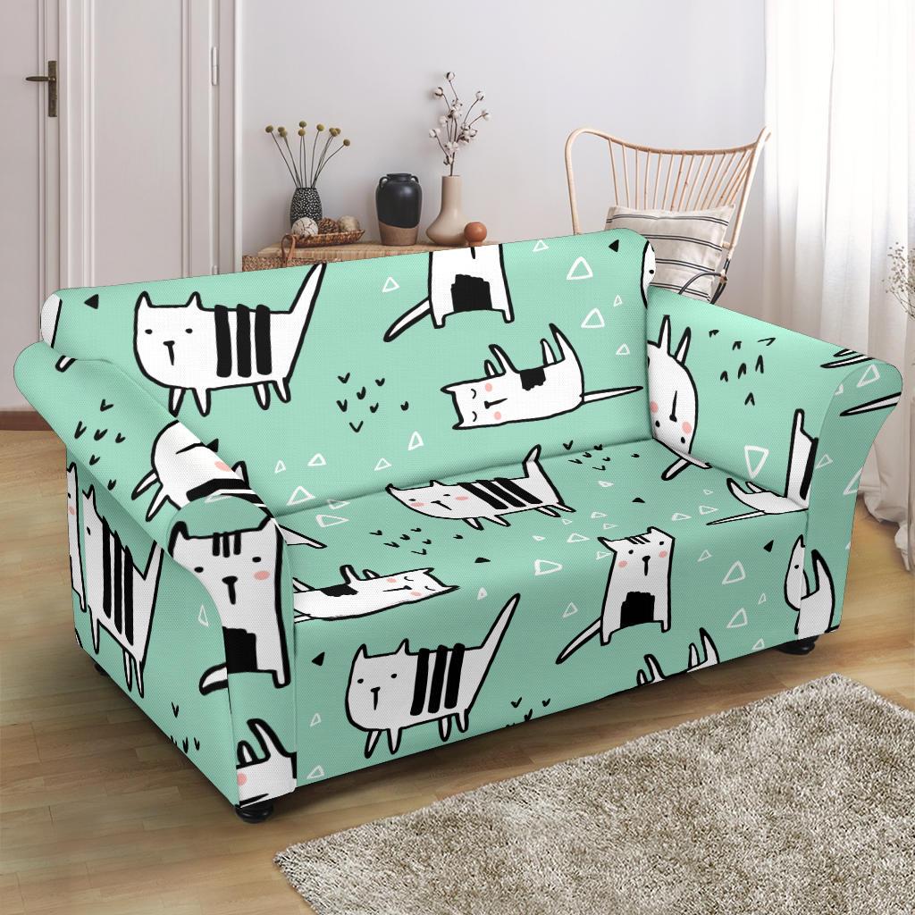 Cat Kitten Pattern Print Loveseat Cover-grizzshop