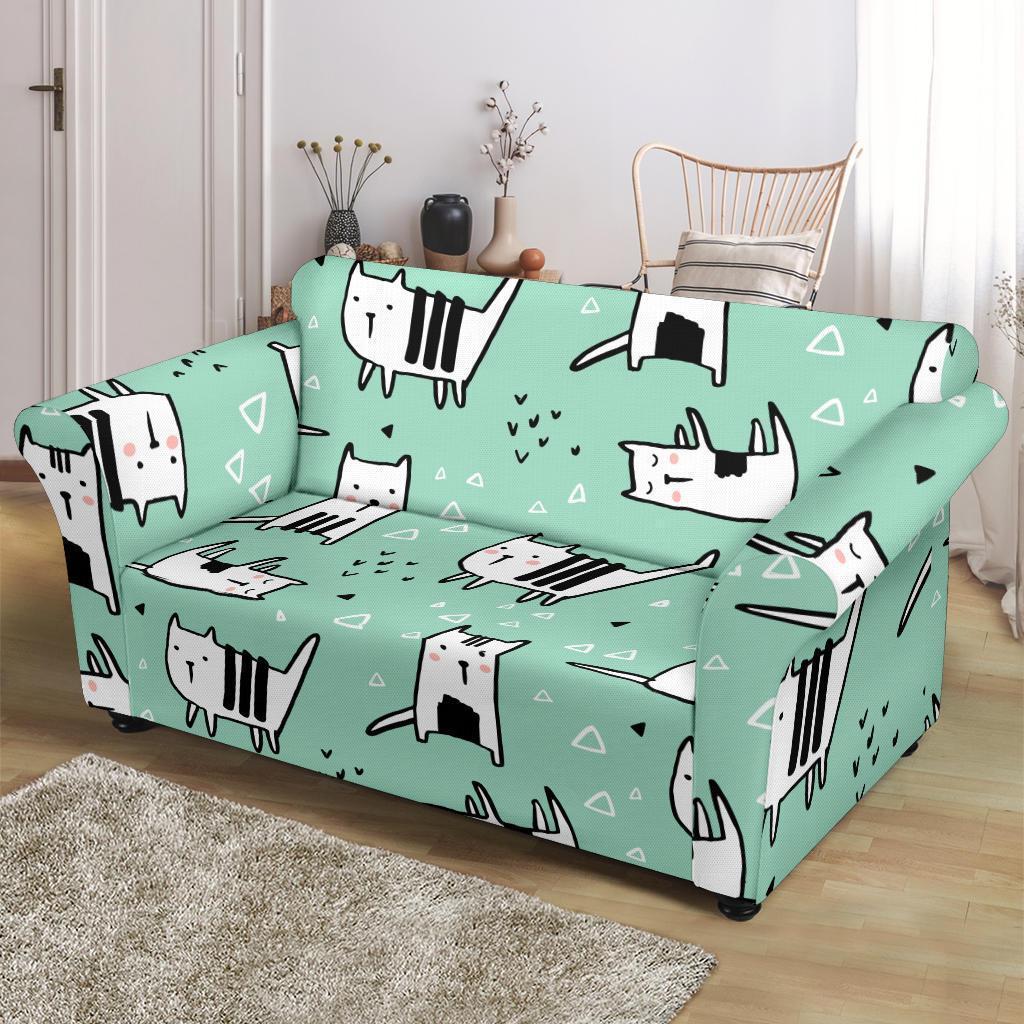 Cat Kitten Pattern Print Loveseat Cover-grizzshop