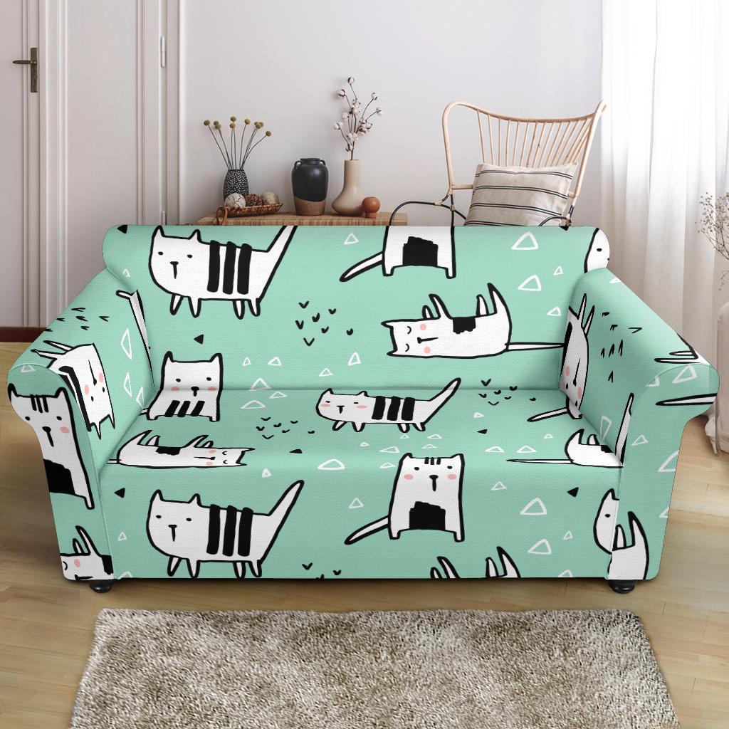 Cat Kitten Pattern Print Loveseat Cover-grizzshop