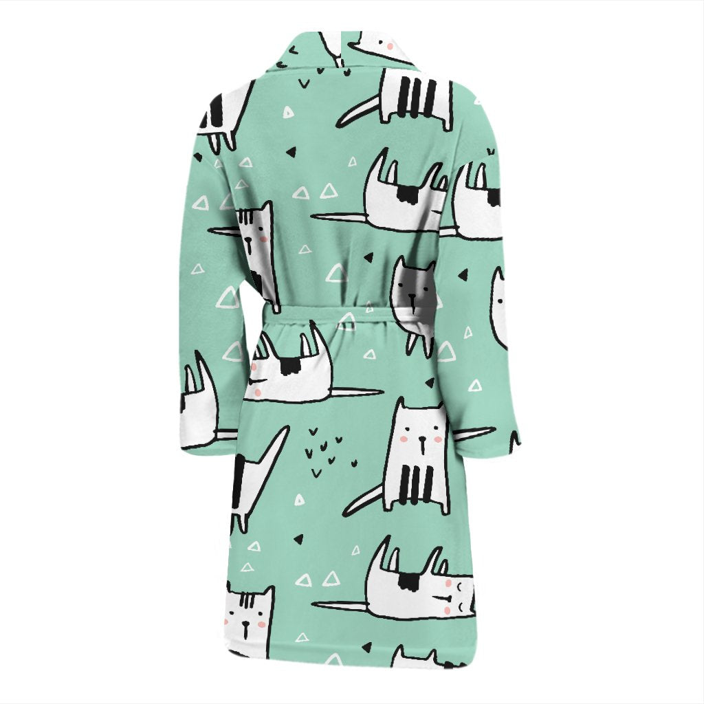 Cat Kitten Pattern Print Men Long Robe-grizzshop