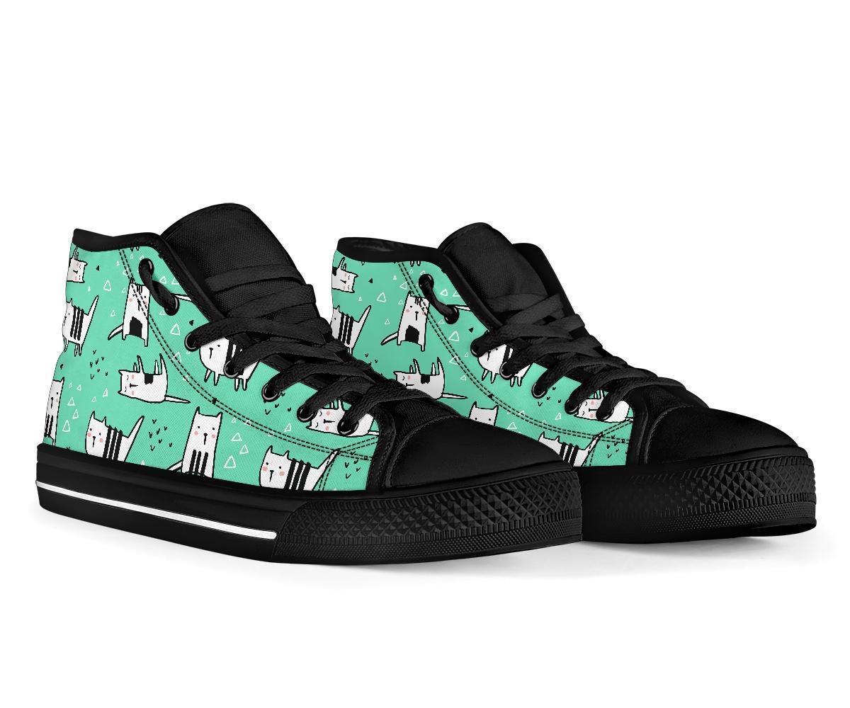 Cat Kitten Pattern Print Men Women's High Top Shoes-grizzshop