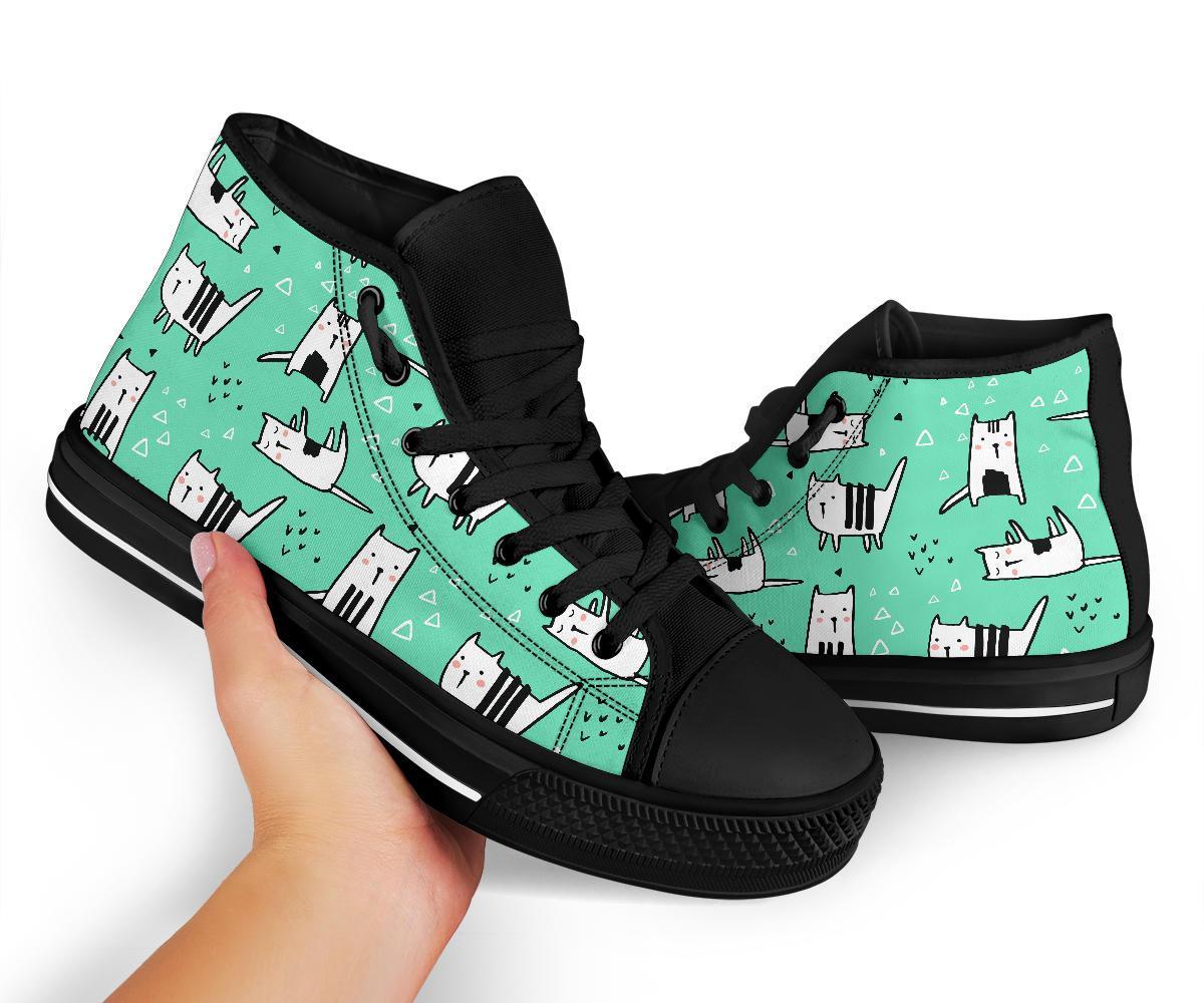 Cat Kitten Pattern Print Men Women's High Top Shoes-grizzshop