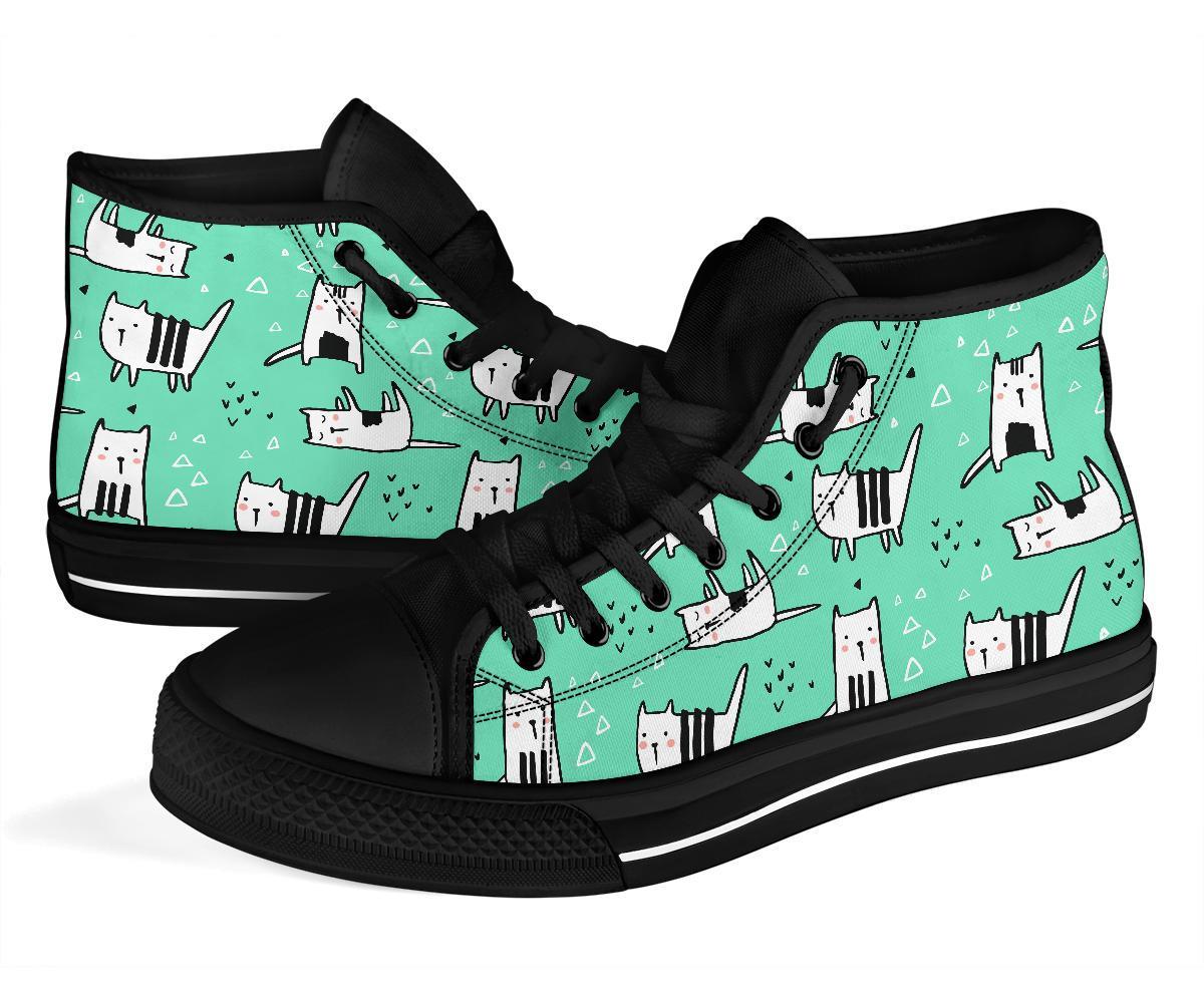 Cat Kitten Pattern Print Men Women's High Top Shoes-grizzshop