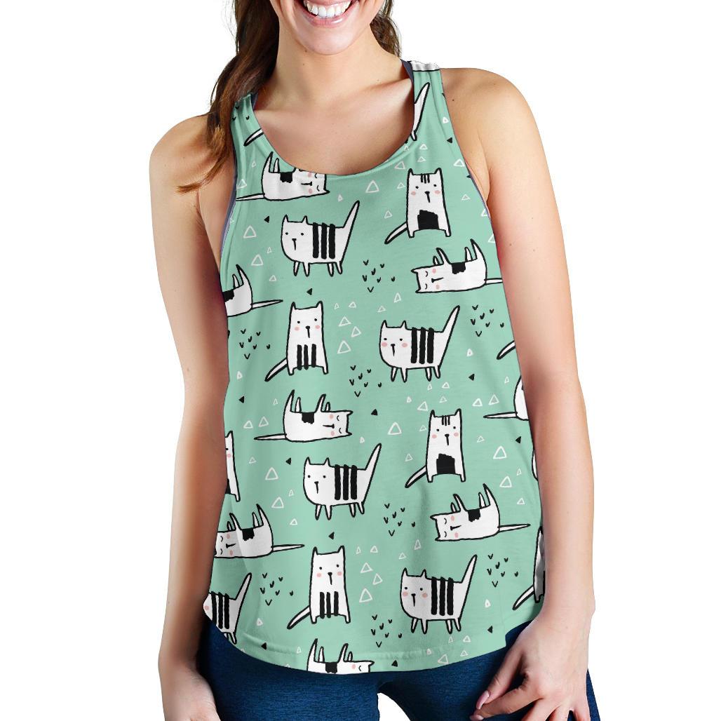 Cat Kitten Pattern Print Racerback Tank Tops-grizzshop