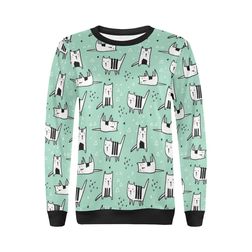 Cat Kitten Pattern Print Women Crewneck Sweatshirt-grizzshop