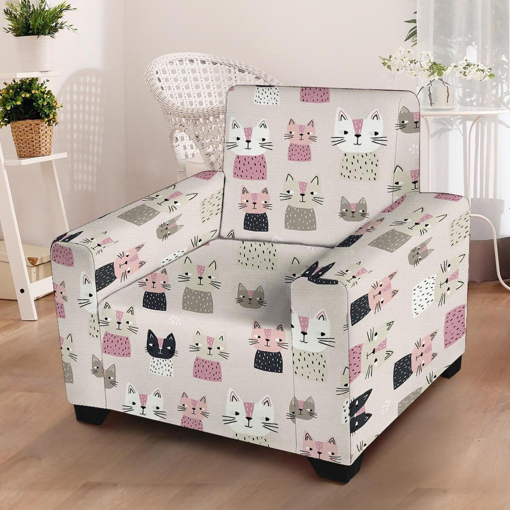 Cat Print Armchair Cover-grizzshop