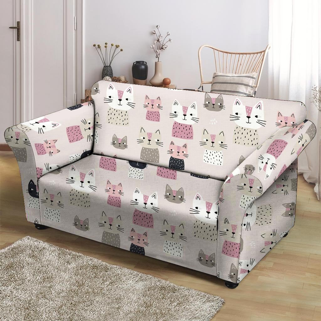 Cat Print Loveseat Cover-grizzshop