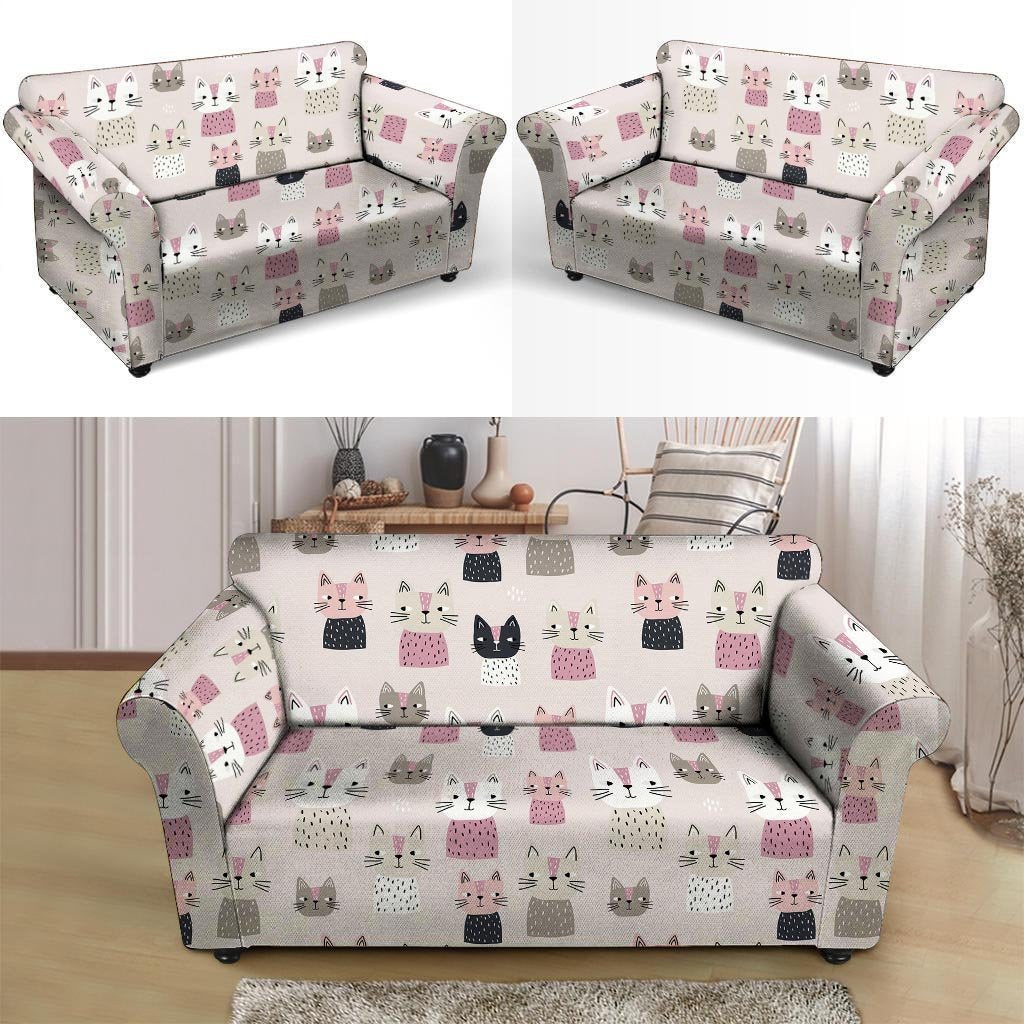 Cat Print Loveseat Cover-grizzshop