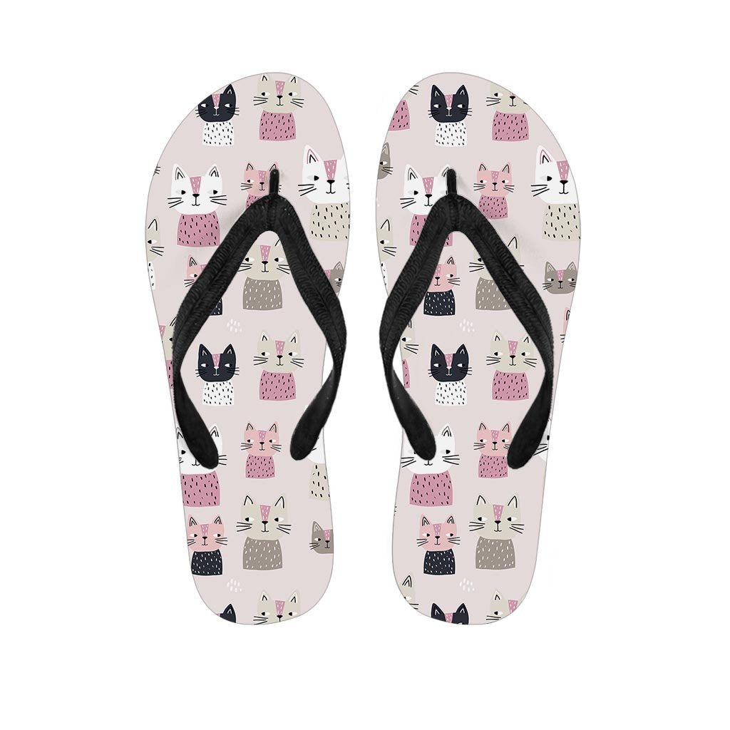 Cat Print Men's Flip Flops-grizzshop