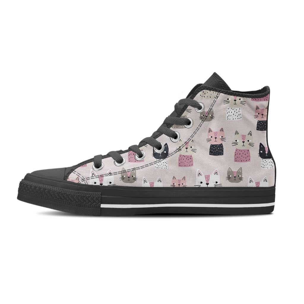 Cat Print Men's High Top Shoes-grizzshop