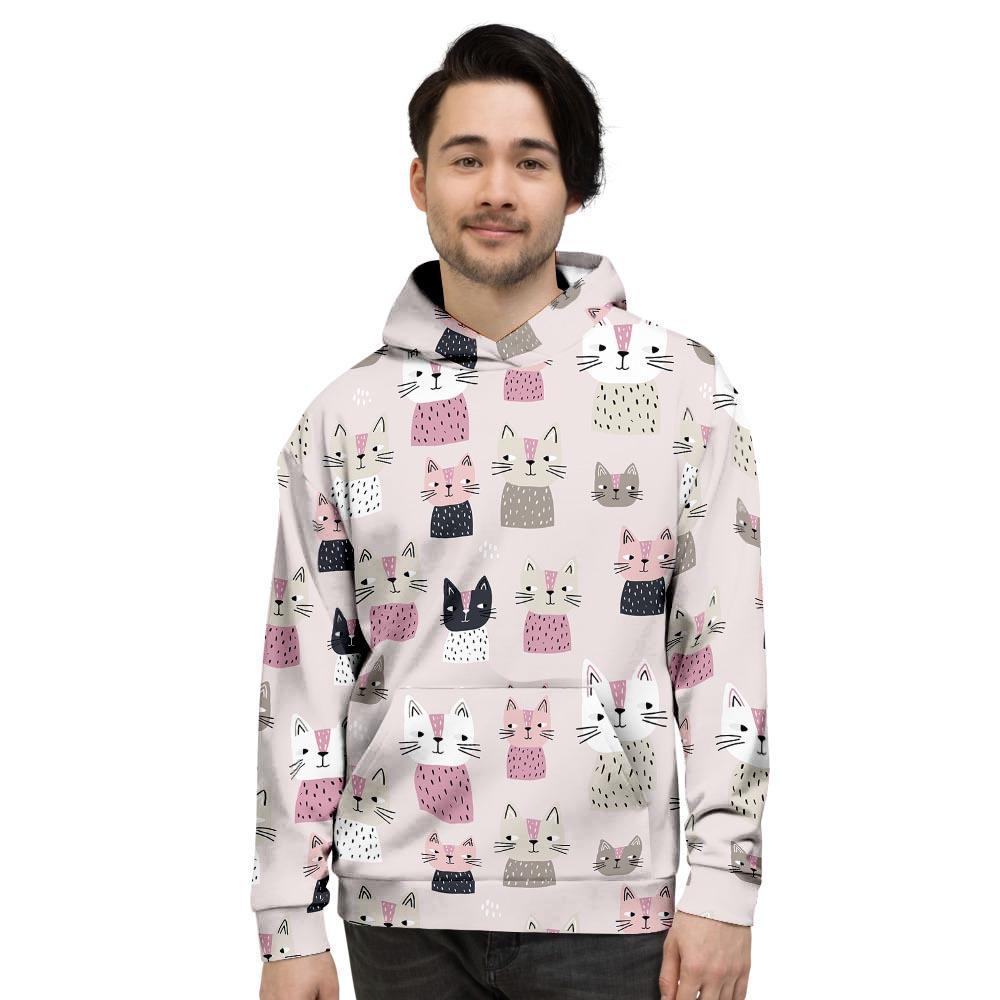 Cat Print Men's Hoodie-grizzshop