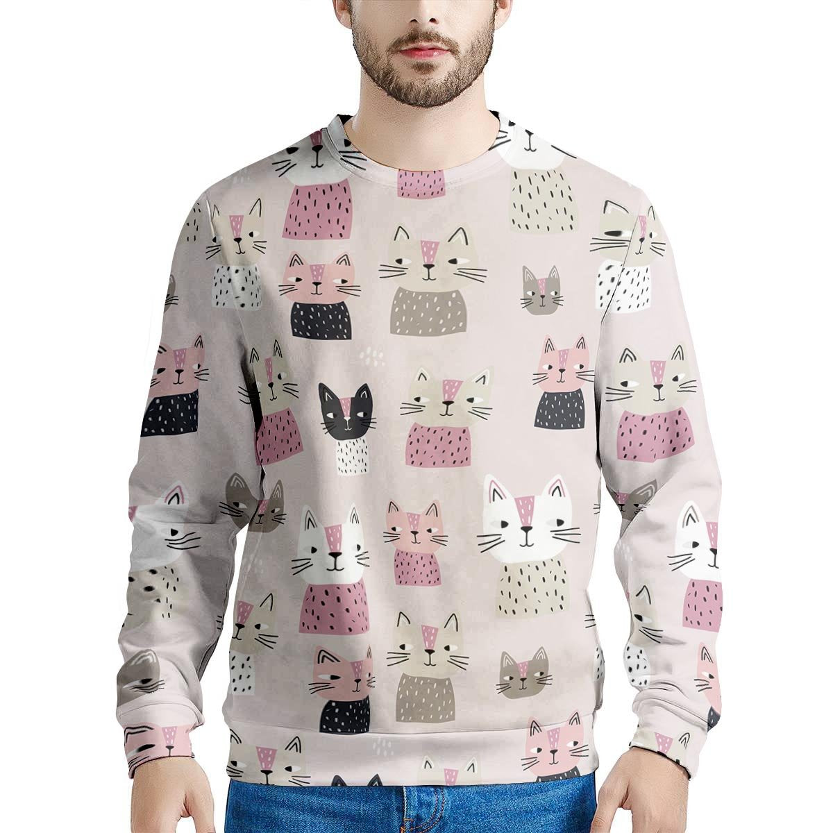 Cat Print Men's Sweatshirt-grizzshop